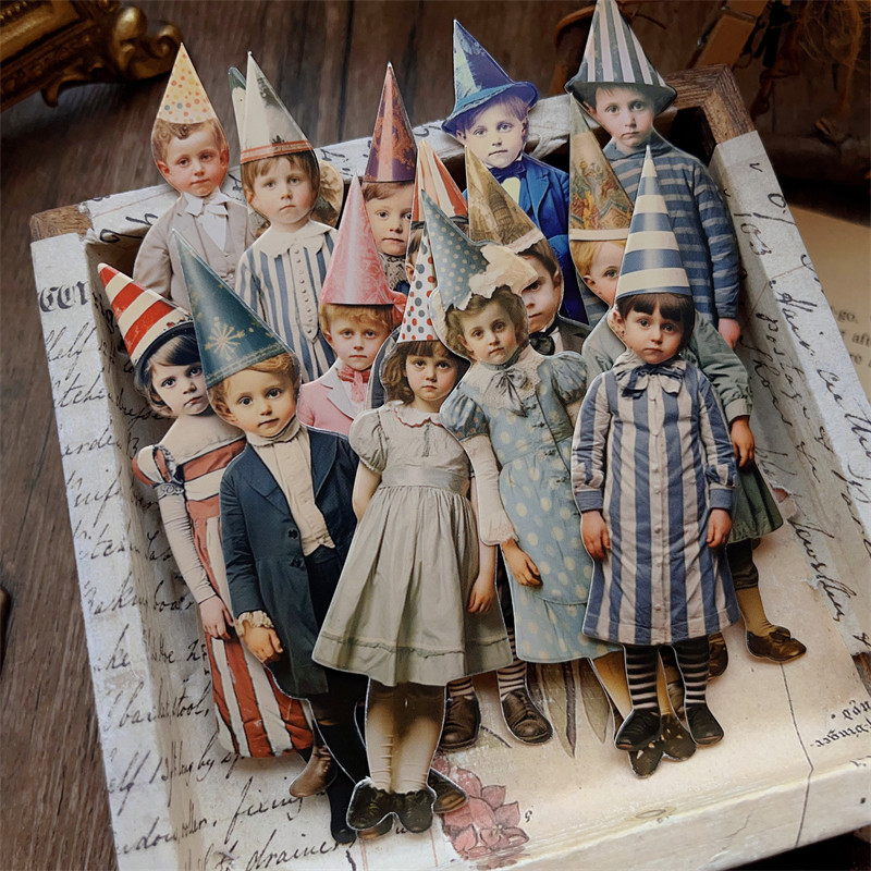 15개 빈티지 광대 파티 어린이 종이 인형 카드지 재료 - Vintage Junk Journal Scrapbooking Paper 리뷰 및 가격