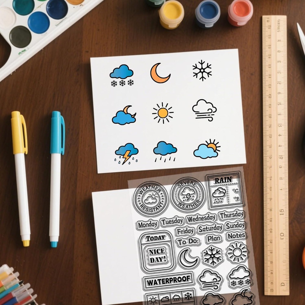 날씨 일기 클리어 스탬프 스크랩북용 날짜 온도 실리콘  - Clear Silicone Stamps For Card Making 리뷰 및 가격